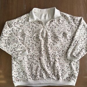 Aerie Leopard Print Quarter-Zip Sweater